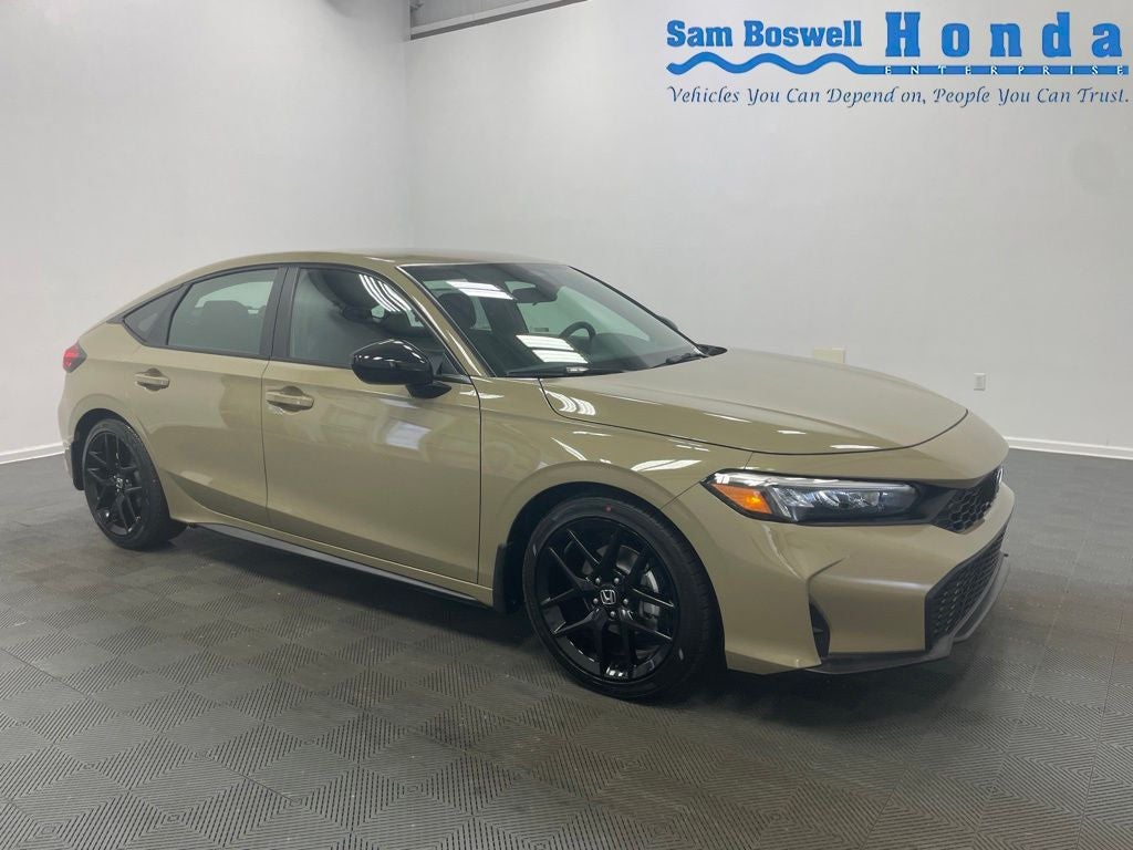 2026 Honda Civic Sport in Sand Dune Pearl — front three-quarter view