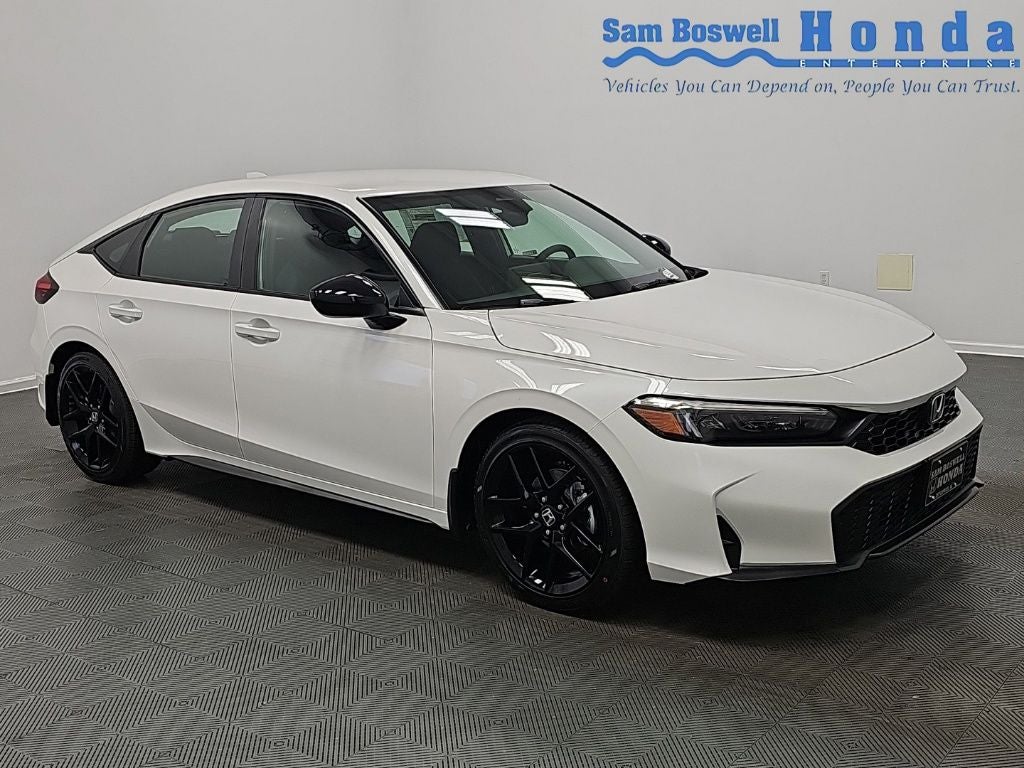 2026 Honda Civic Sport in Platinum White Pearl — front three-quarter view