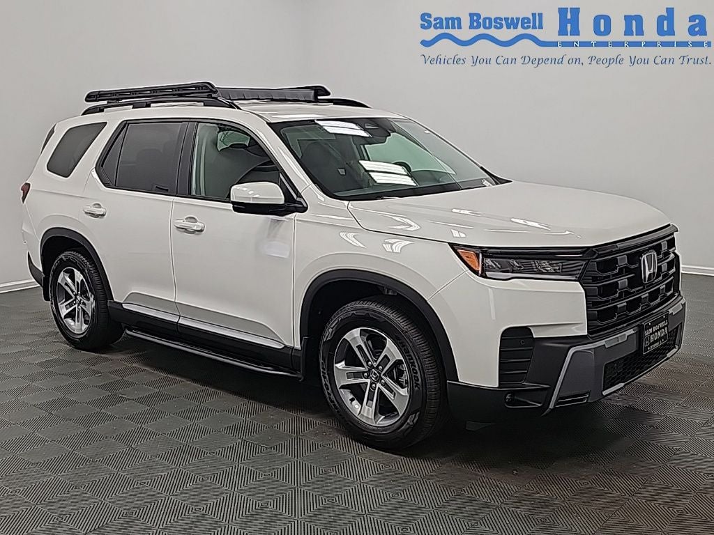 2026 Honda Pilot EX-L in Platinum White Pearl — front three-quarter view