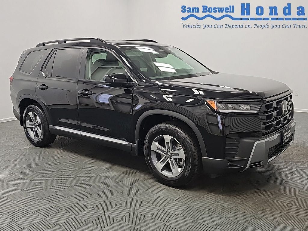 2026 Honda Pilot EX-L in Crystal Black Pearl — front three-quarter view
