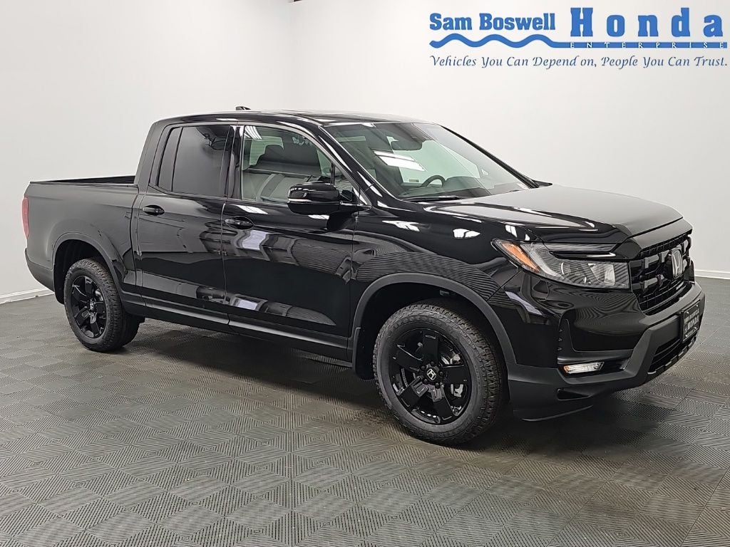 2026 Honda Ridgeline Black Edition in Crystal Black Pearl — front three-quarter view